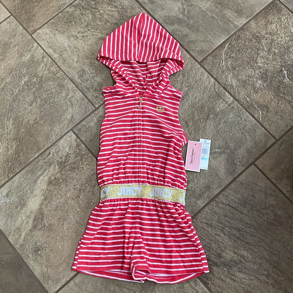 + JUICY COUTURE + Kids’ Stripe Hooded Romper - Picture 4 of 8